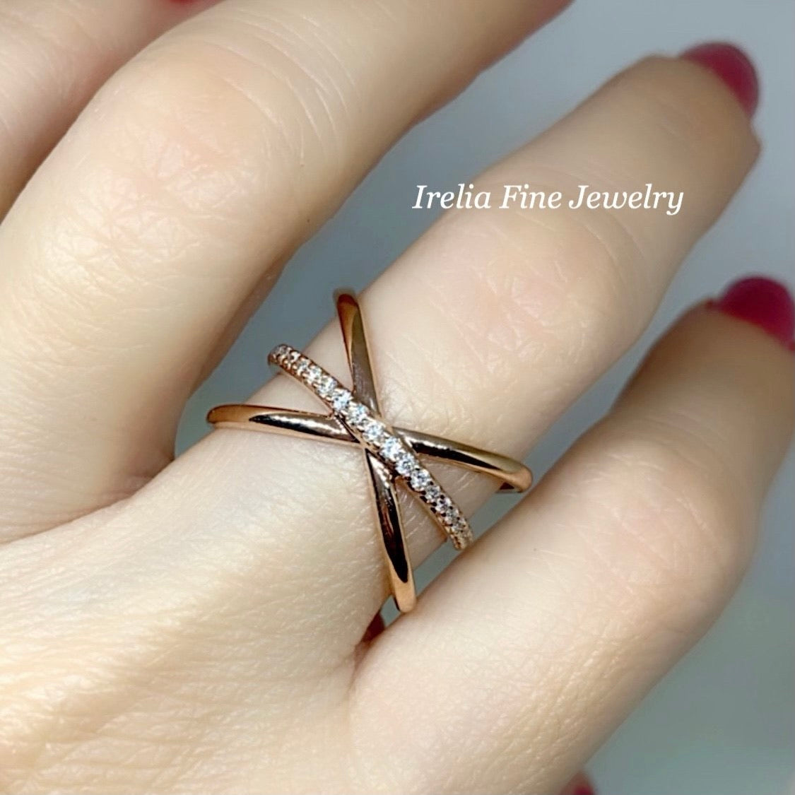 Diamond Rope Criss Cross Ring in Solid Gold | Takar Jewelry